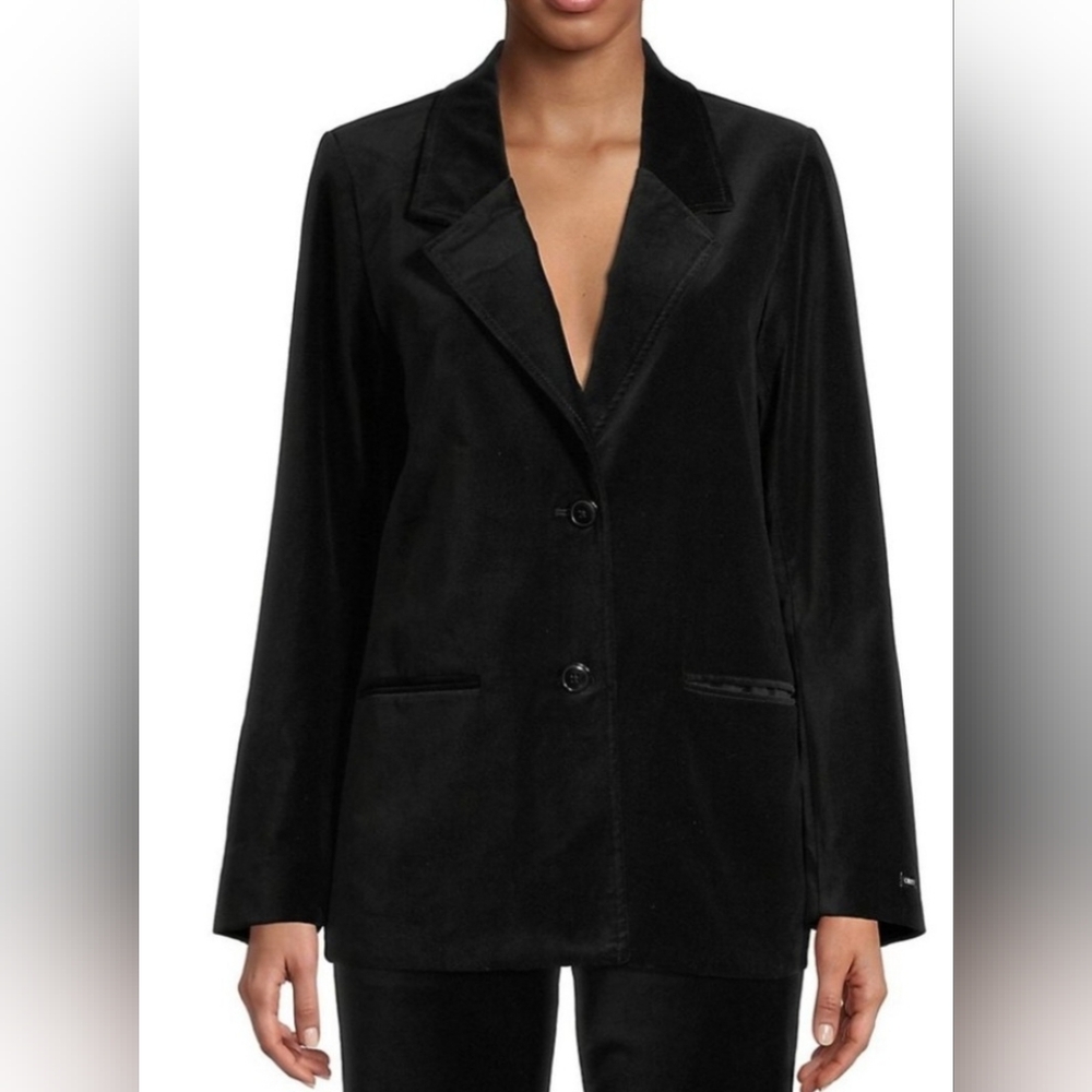 Obey Womens Large Velvet Blazer Black Velour Upside Party Oversized